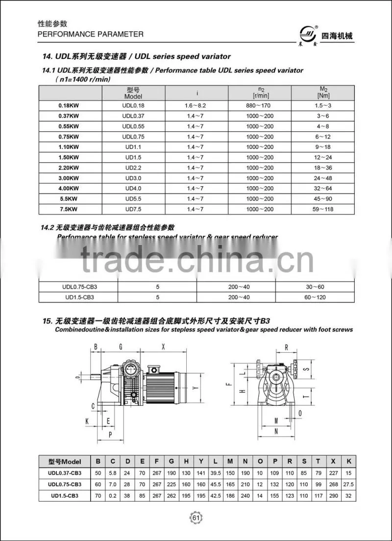 Stepless speed variator and gear speed reducer
