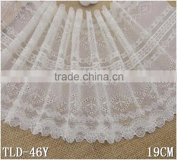 Factory in Stock 7.48" Lace,19cm New Design Eslatic White Women Inner Underwear Nylon Fashion Warp Knitted Lace