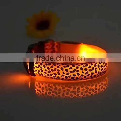 Adjustable Fashionable Flashing Leopard Grain Series Pet Dog Safety Collar,6 Colors to Choose