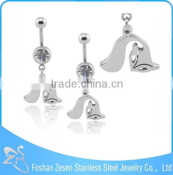 Fashionable design nickel free wholesale hanging fox racing belly button rings