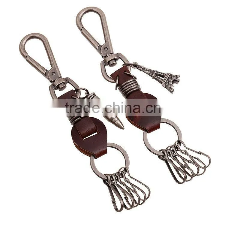 2015 Hot Sale Leather Keychain with Pendant Hammer and Big Ring