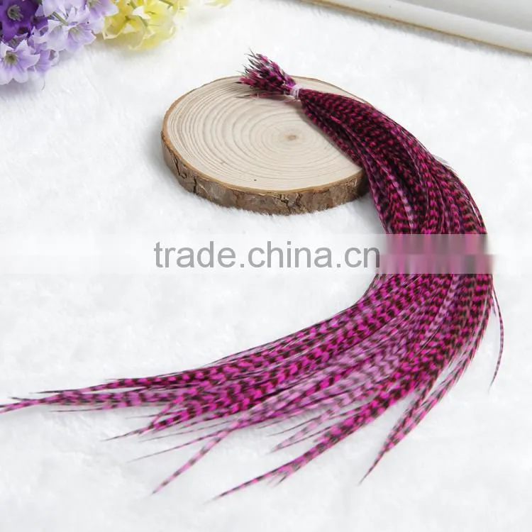 2016 Hot Sale Cheap Grizzly Natural Real Rooster Clip In Feather Hair Extensions