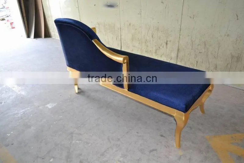 Royalblue velvet gold frame lounge chaise XY2869A