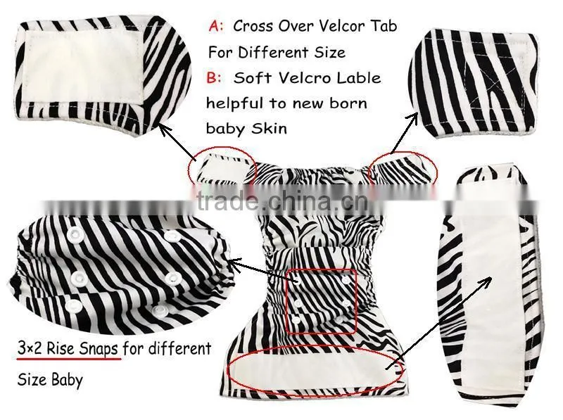 Double gussets soft breathable newborn AIO babies cloth diaper
