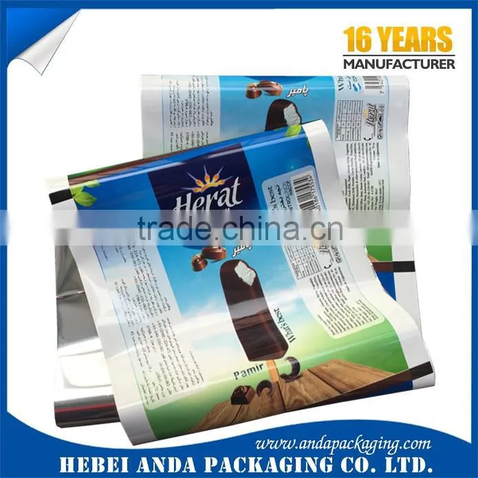 Flexible plastic roll film packaging popsicle /plastic frozen food packaging bag/ ice candy plastic wrapper