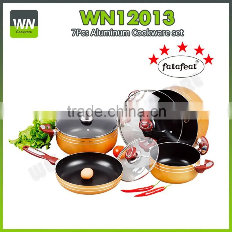 Aluminium non-stick palm restaurant cookware high quality cookware set with best price