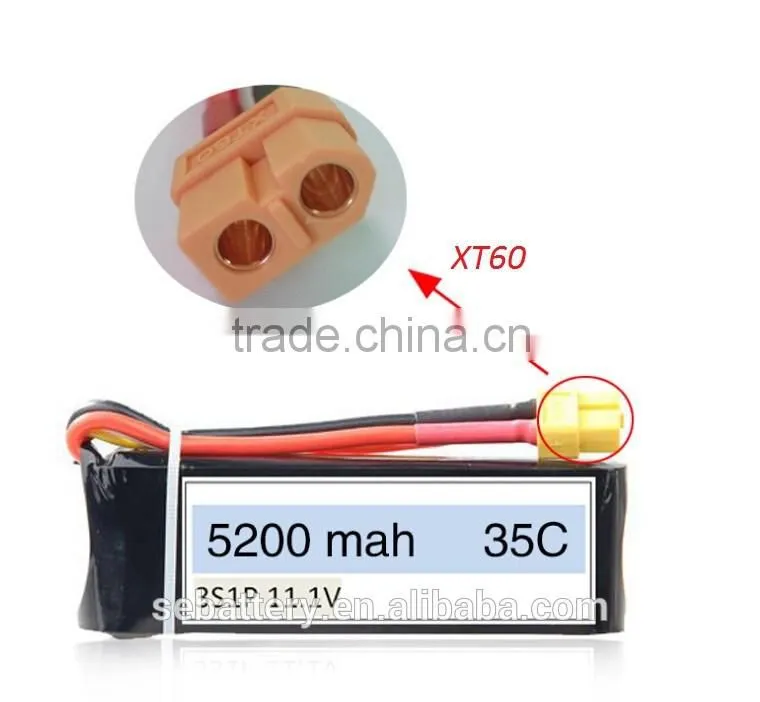 RC battery Pack 11.1V 5200mAh 3S continuous high rate 35C Quadcopter Drone