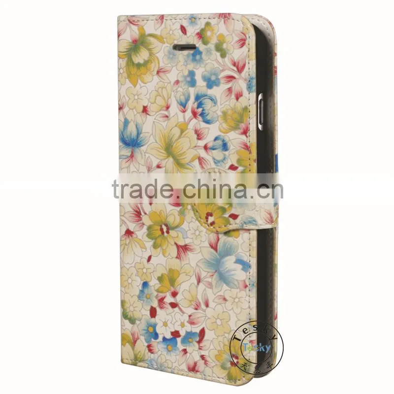 high quality wallet case for iPhone6,for iPhone6 flower case