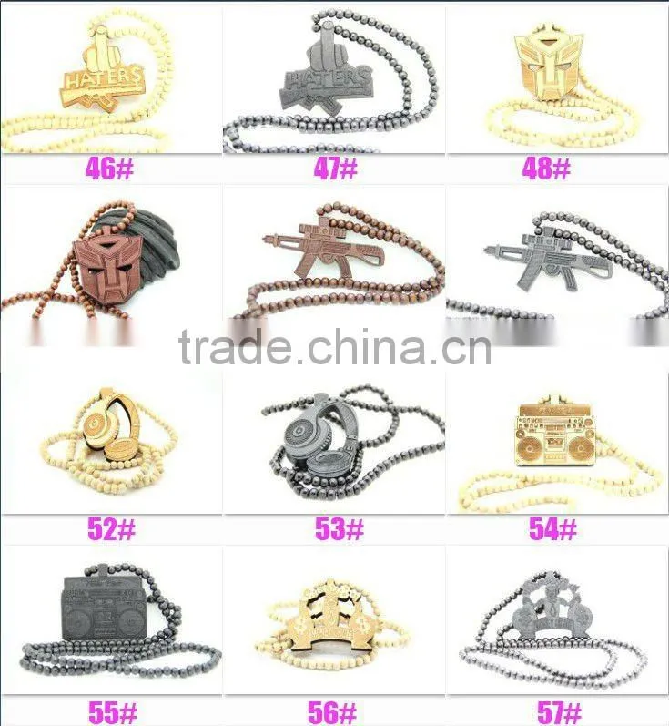 Men's Hip Hop good bamb Pendants Wood Rosary Chains Beads wooden Necklaces