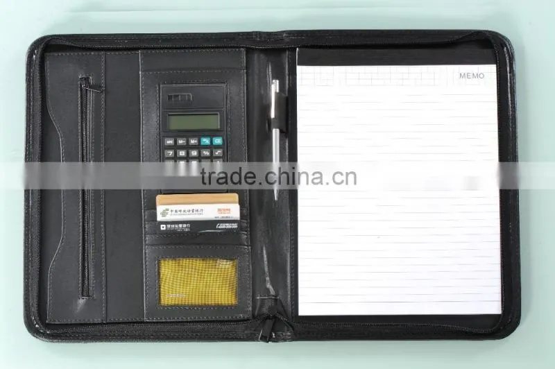Promotion Gift Item Custom High Quality a4 leather Portfolio folder