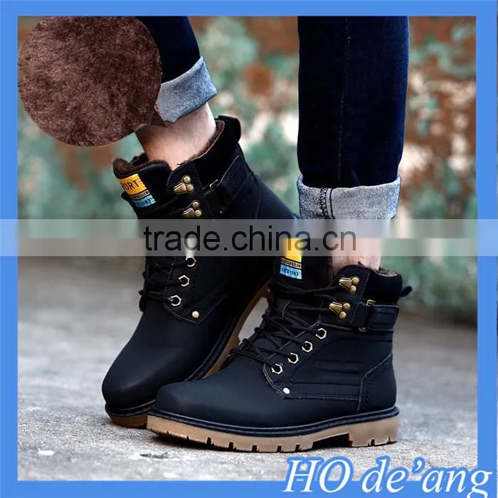 Hogift 2015 new winter warm casual boots male British fashion high-top PU leather men's boots MHo-113
