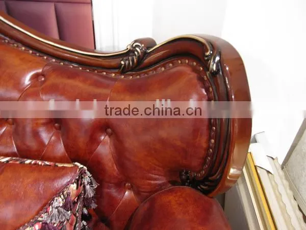 Modern Leather Sofa / Wooden Leather Sofa / Turkey Leather Sofa Set A02