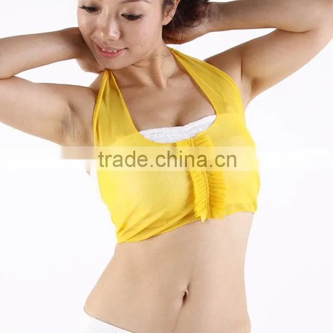 Short Vest Bright Yellow Belly Dance practice Tops