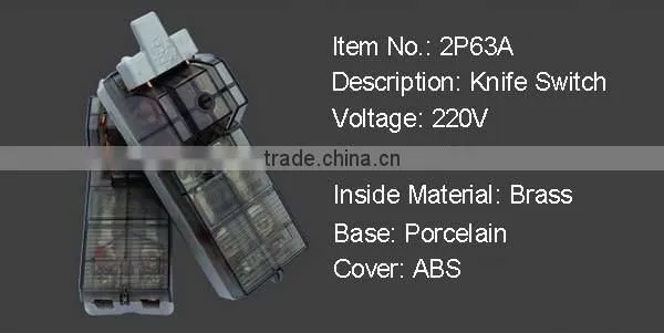 plastic cover single throw ceramic knife switch 60amp