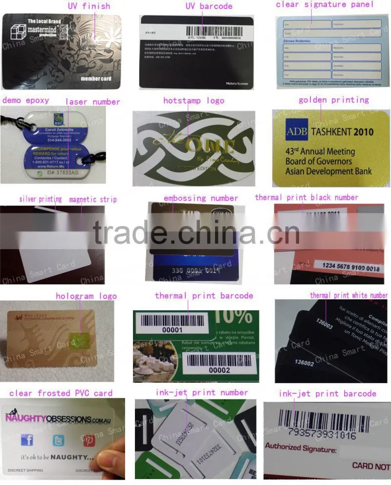 standard size glossy surface offset printing and gold printing pvc card with gold embossing number and barcode number