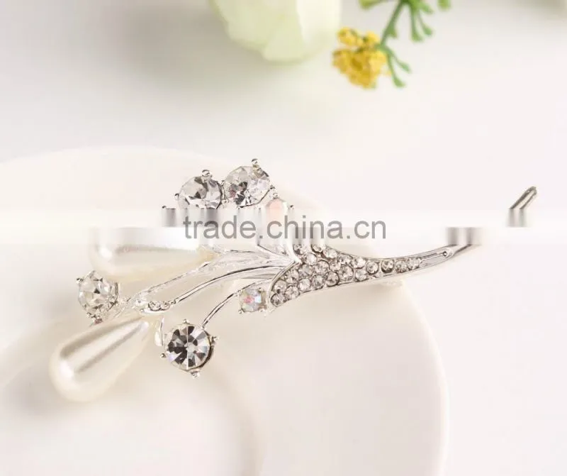 Bouquent Rhinestone Brooch Pins,New Product Flower Pearl Rhinestone Brooch For Dress