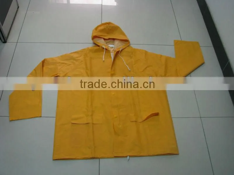 waterproof adult pvc/polyester long raincoat