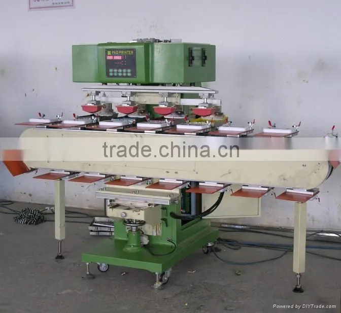 4 Color Open Ink well Tray Pad Printer With Oval Conveyor SPM4-200-16TN