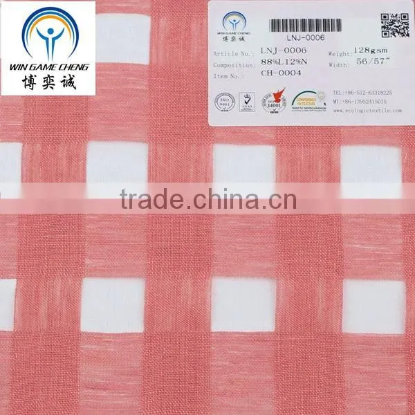 linen and nylon yarn dyed fabric