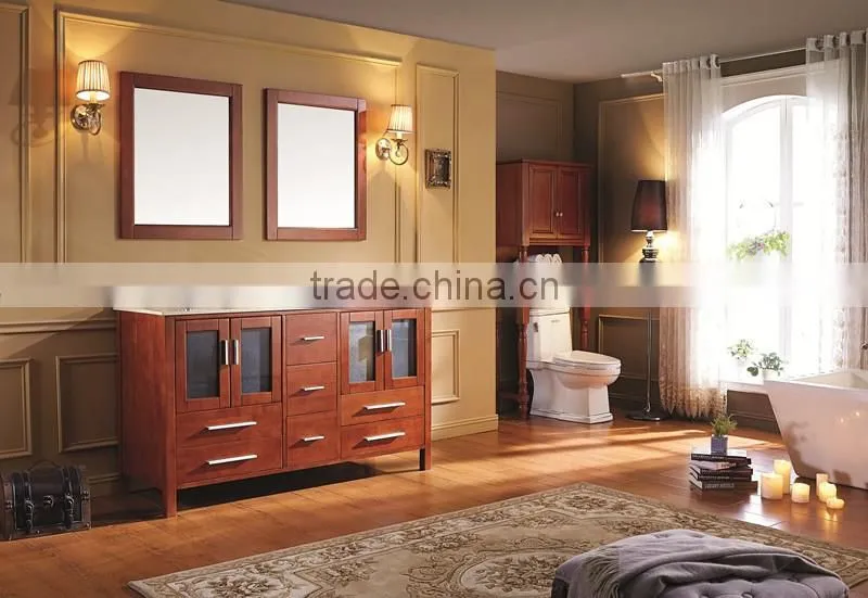 Waterproof Solid Wooden Bathroom Cabinet with Classic Style