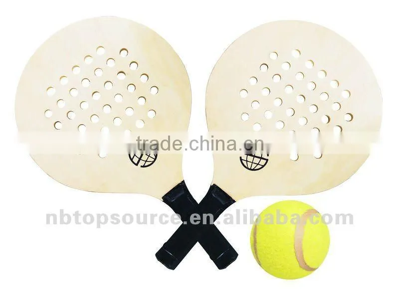Hot Sale Mini Cheap Portable Wooden School Kids Tennis Game Cartoon Beach Racket Set with Ball for promotion