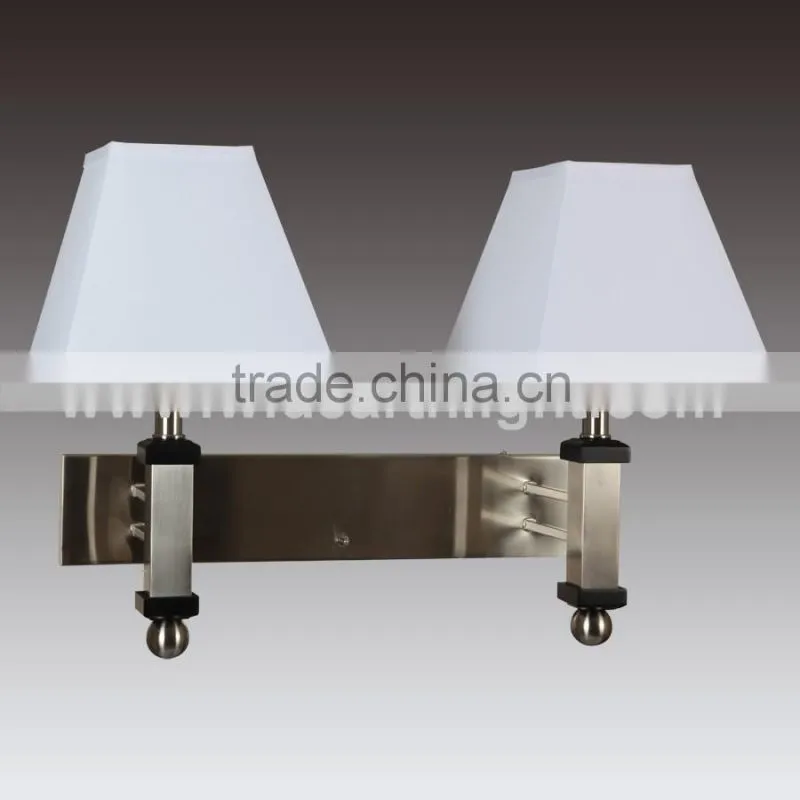 UL CUL Listed Double Hotel Bedside Lamps With Double Shades And Base Rocker Switch For Room W20124