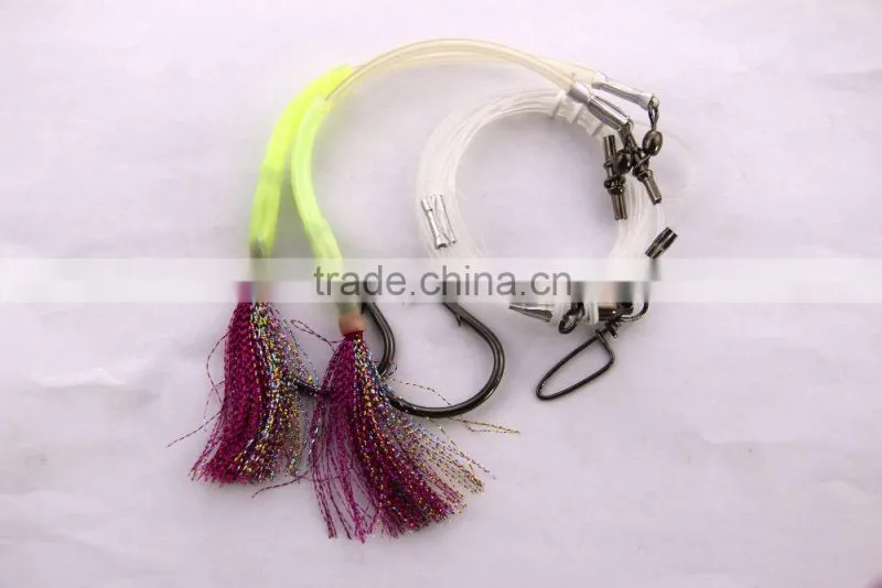 Groper Heavy Duty rigs two Flasher 13/0 recurve circle hooks effective on other deep water fish