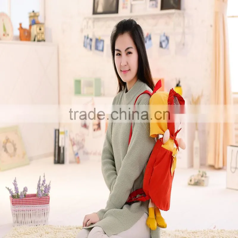 55cm beautiful customized beige stuffed plush Phil doll backpack with brown windbreak&pink hood