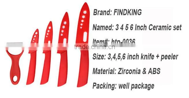 Beauty Gifts Zirconia kitchen knife set Ceramic fruit Knife Set 3" 4" 5" 6" inch+ Peeler+Covers