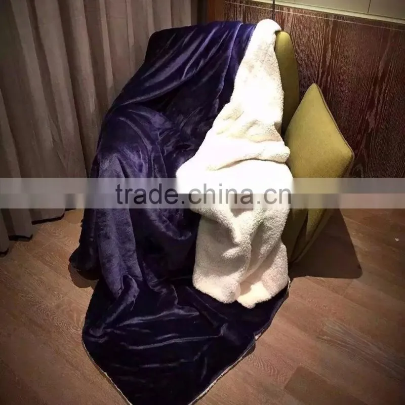 Winner Warm Fluffy Plain Dyed Sherpa Fleece Plush Blanket