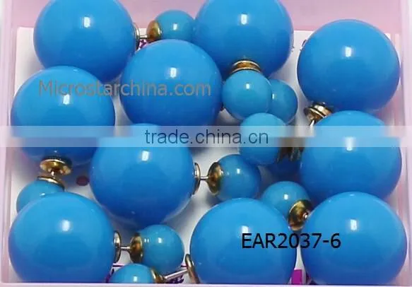 Wholesale Women Fashion Pearl Earring Two Ball magnetic Ear Stud