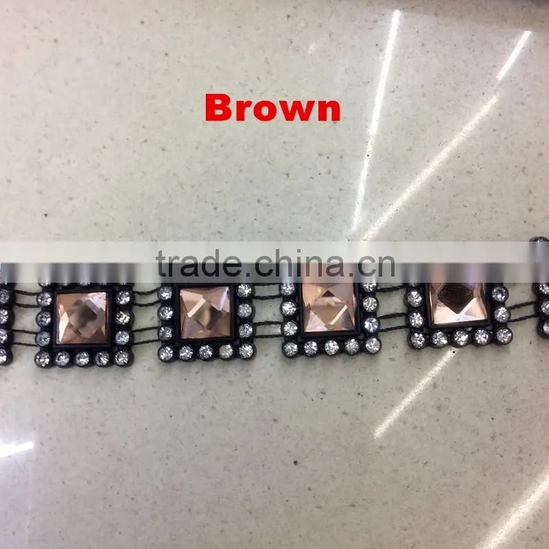 2017 new fashion rhinestone and square acrylic chain for shoe decoration