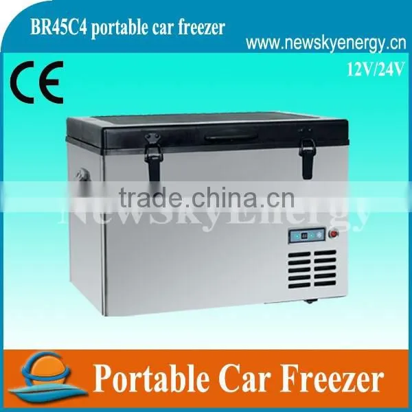 12V 24V 45L Durable portable Small Cooler deep car Fridge Freezer with Two Departments
