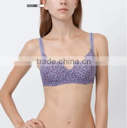 hot sell ladies underwear flower microfiber soft comfortable supported sport bra