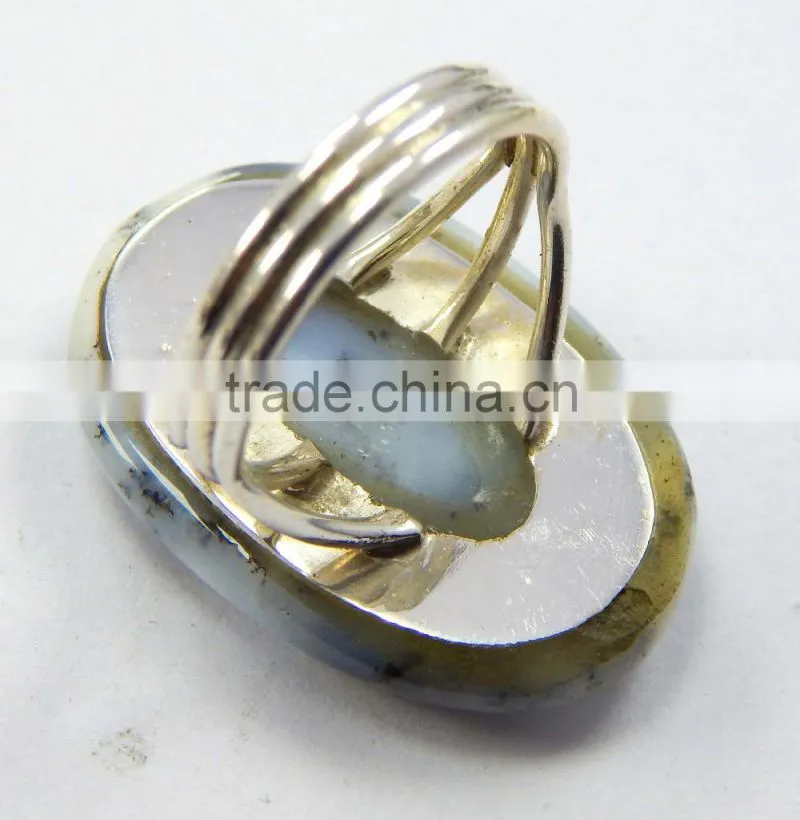 Natural dendritic agate ring 92.5 sterling silver jewellery
