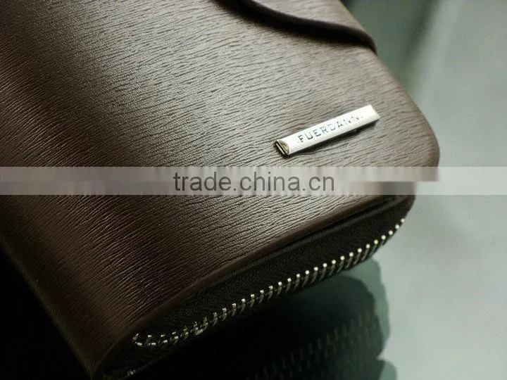 Billfold Multi Pockets Purse Card Holder Mens Zipper Leather Wallet