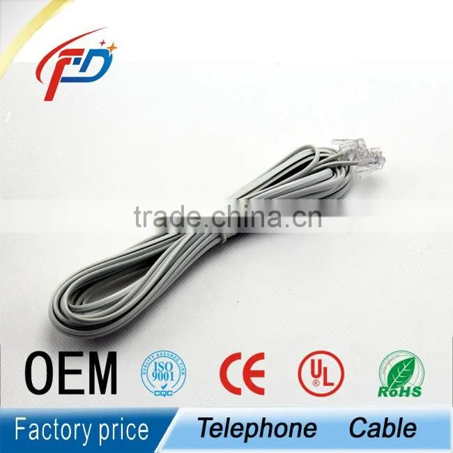 Flat Telephone Cables With RJ12 Connector