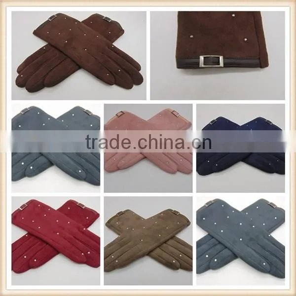 2016 NEW Fashional Cherry Thinsulate Suede motorcycle Gloves For Girls