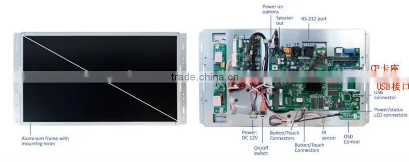 15.6" inch open frame network wifi advertising screen for retail display