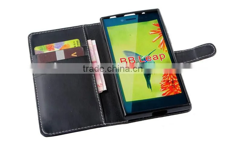 2015 New arrival flip leather case cover for blackberry leap