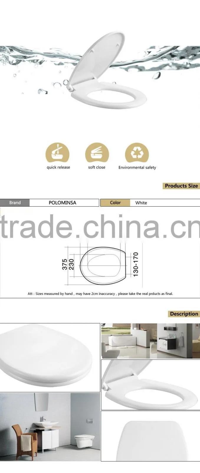 PP Plastic Material Soft Close Toilet Seat