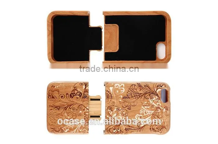 Graceful Flower Wood Engraving Case Protective Case for Iphone 5/5s/6/6s