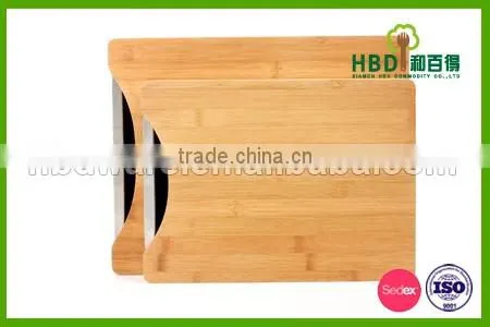 wooden bamboo kitchen cutting Board with s/s tray