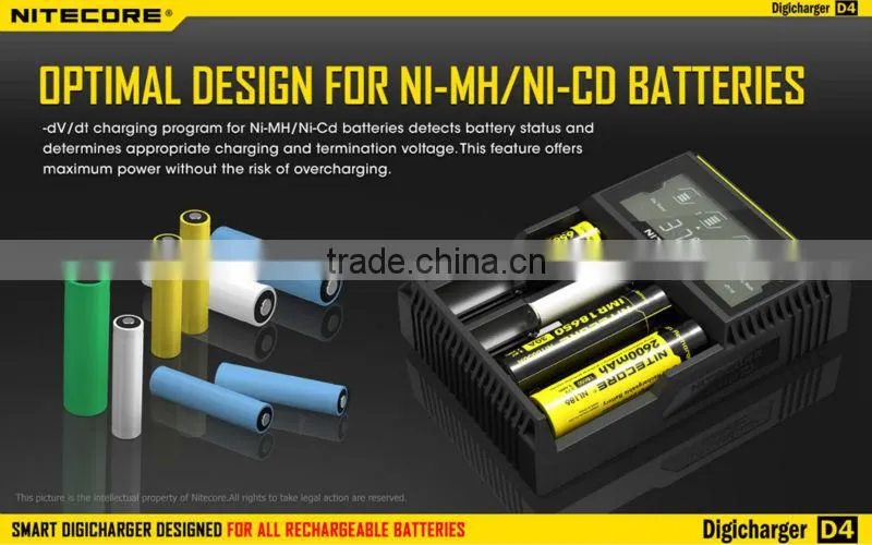 Nitecore LCD D4 charger Lifepo4 NiMh NiCd AA AAA battery charger