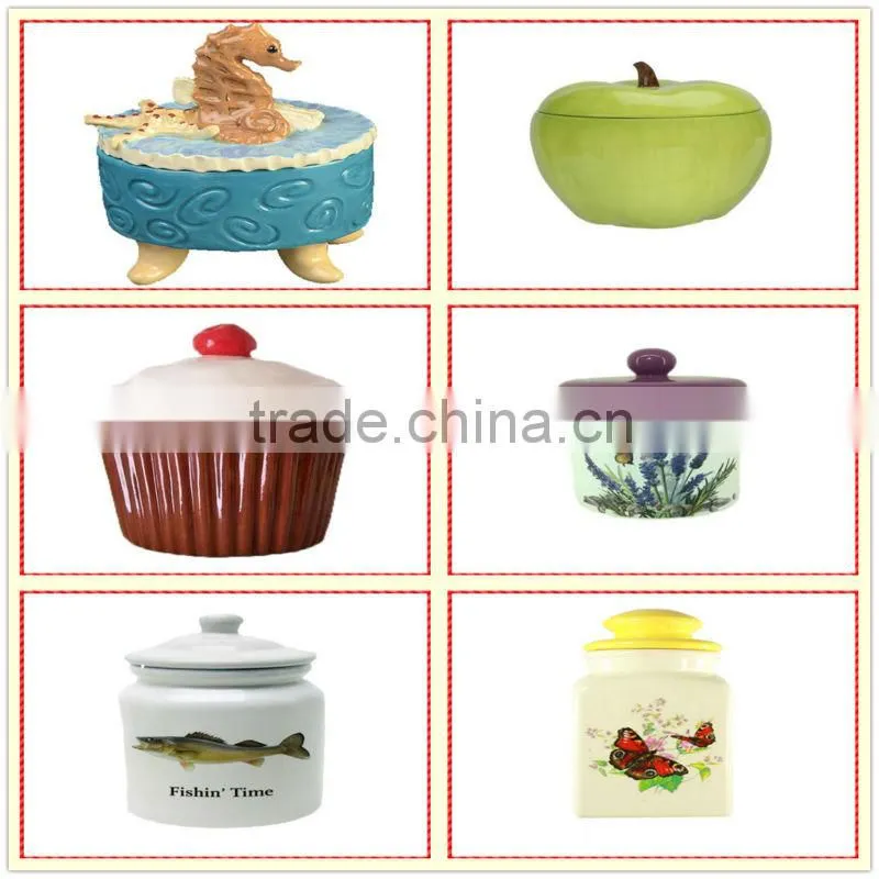 Hot sale fashion Large customized red owl ceramic cookie jar