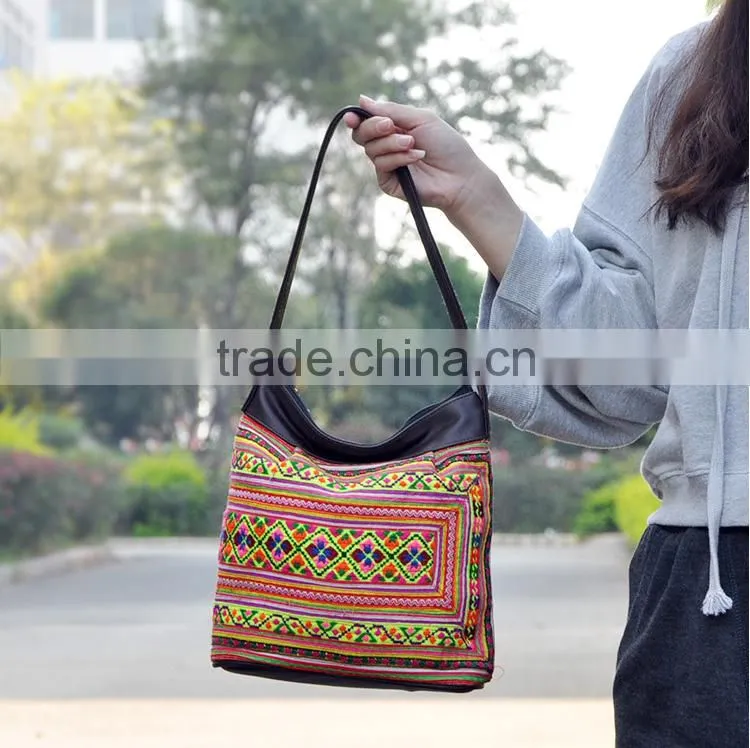 China alibaba embroidery tote bag fashion women leather shoulder bag