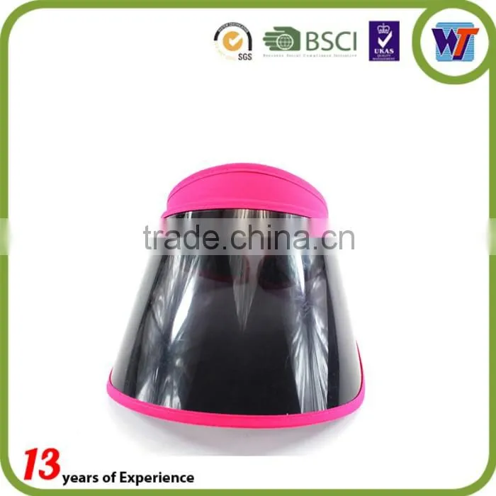 Black cheap UV protection PVC Plastic caps Long Brim Sun Visor hats
