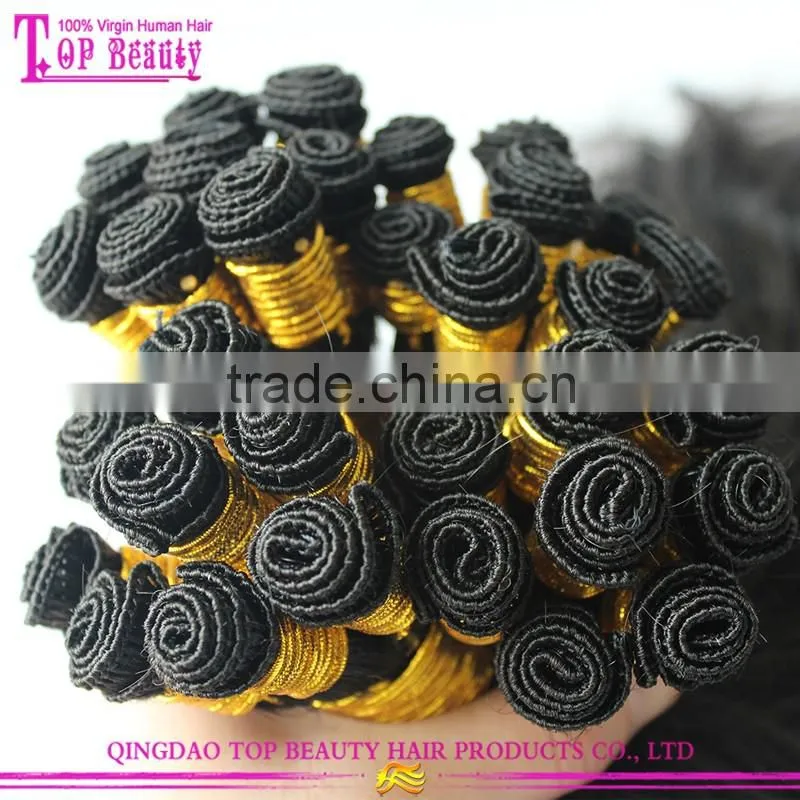 Hot!!! wholesale unprocessed human hair wavy 100%hand tied virgin indian remy hair weft