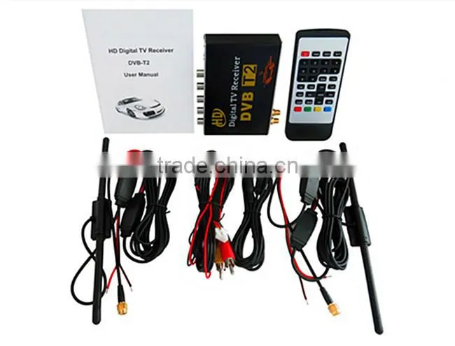 HD Double Tuner Car DVB-T2 Digital TV Receiver H.264 MPEG-4 Speed can reach 120-150km/h Use for Thailand Columbia Russia etc.