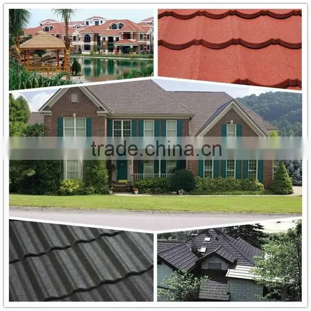Shingle colored clay metal roofing tile for villa building